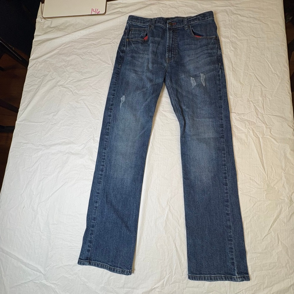 Wrangler Jeans Distressed Blue Denim Straight‎ Leg Jeans Boys Size 16 Regular
